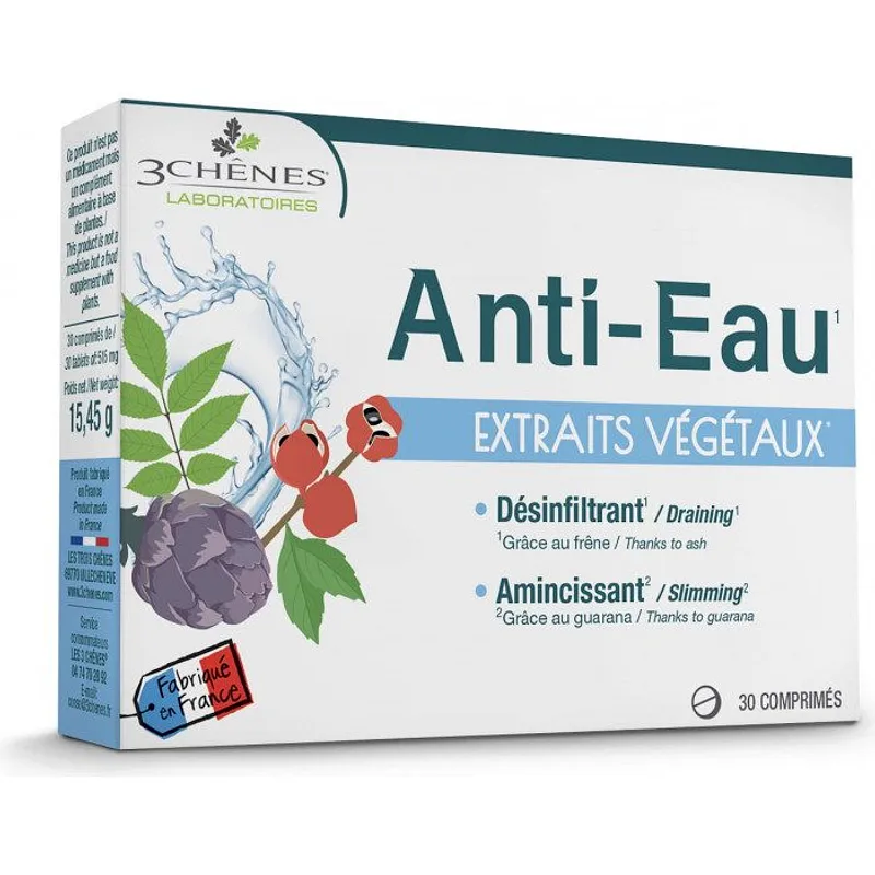 3 chenes Anti-eau Desinfiltrant & Amincissant Drainant Minceur Boite De 30 Comprimes