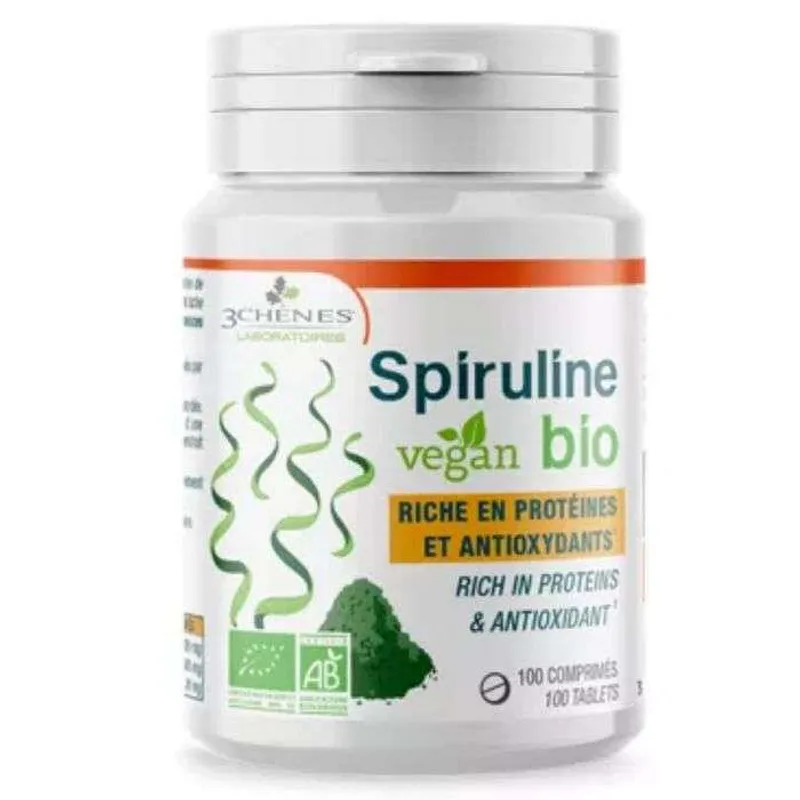 3 CHENES SPIRULINE VEGAN BIO 100 COMPRIMES