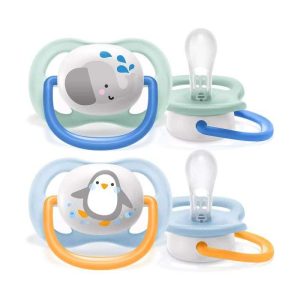 Avent Sucette Orthodontique 0-6mois Boy Elephant Penguin 0% Bpa Reference Scf 080/05