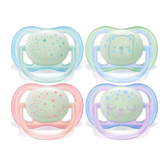 Avent Sucettes Ultra Air Night Time Girl 0-6mois Boite De 2 Reference Scf376/12