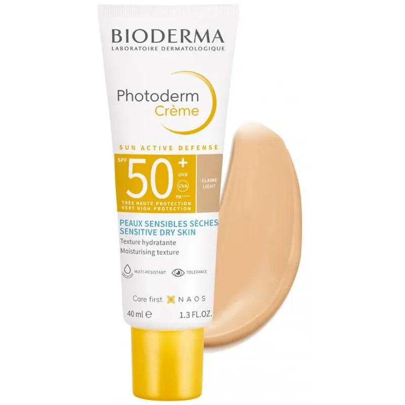 Bioderma Photoderm Creme Claire Sun Active Defense Peaux Sensibles Seches Spf50+ 40ml