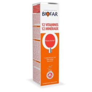Biofar 12 Vitamines 12 Mineraux Pleine Forme Boite De 20 Comprimes Effervescents