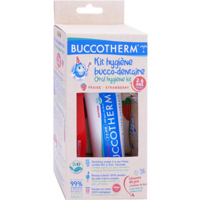 Buccotherm Pack Kit Hygiene Brosse A Dents + Dentifrice Bio Gout Fraise 500 Ppm De Fluor 2-6ans