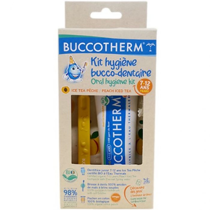 Buccotherm Pack Kit Hygiene Brosse A Dents + Dentifrice Bio Gout Ice Tea Peche 450 Ppm De Fluor 7-12ans