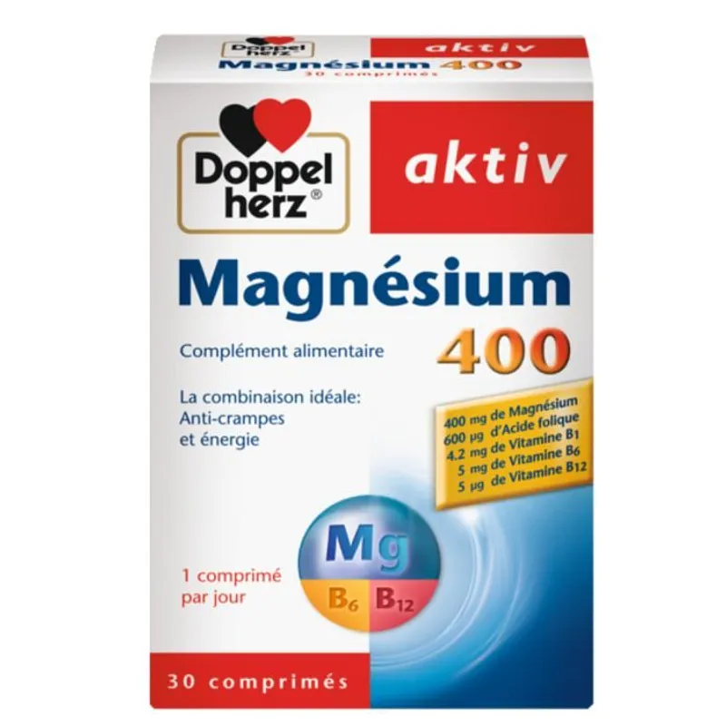 DOPPELHERZ MAGNESIUM ET VITAMINES B12+C+E 30 COMPRIMES