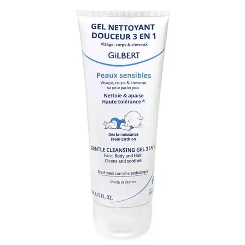 Gilbert Gel Nettoyant Douceur 3en1 Visage Corps Et Cheveux Des La Naissance 200ml