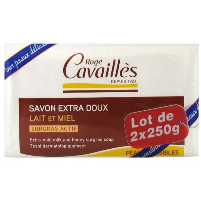 Roge Cavailles Savon Surgras Extra Doux Lait Et Miel Lot De 2*250g