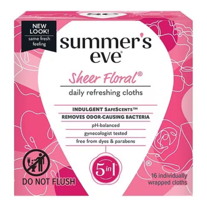 Summer's Eve Sheer Floral 5in1 16 Cloths