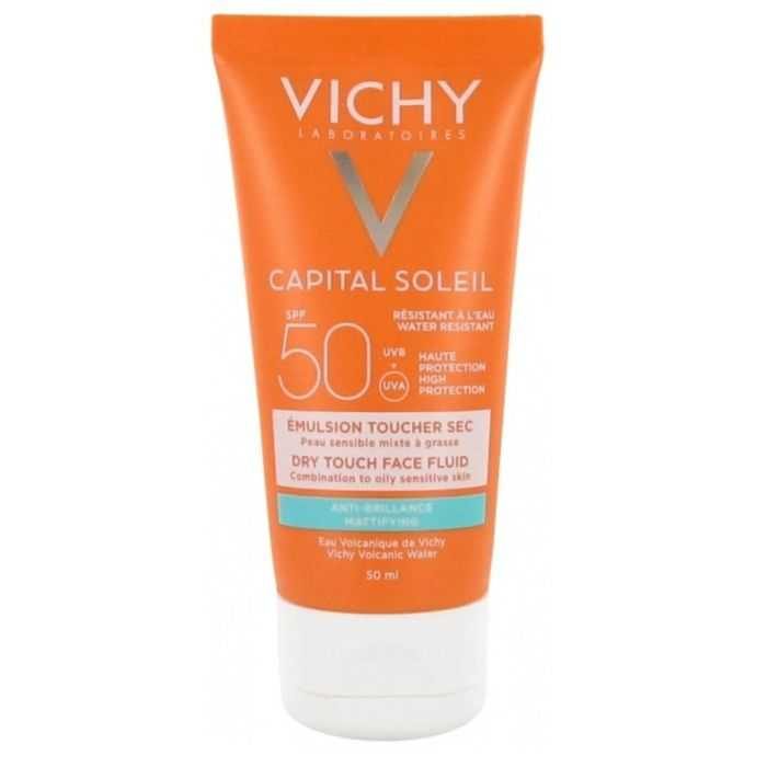 Vichy Capital Soleil Emulsion Anti-brillance Toucher Sec Invisible Peaux Mixtes A Grasses Spf50 50ml
