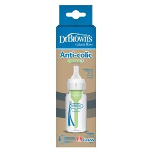 DR BROWNS BIBERON EN VERRE ANTI COLIC OPTION +120 ML COL ETROIT 0M+
