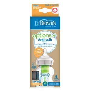 DR BROWNS BIBERON EN VERRE OPTIONS + ANTI COLIC COL LARGE 150 ML 0 M+