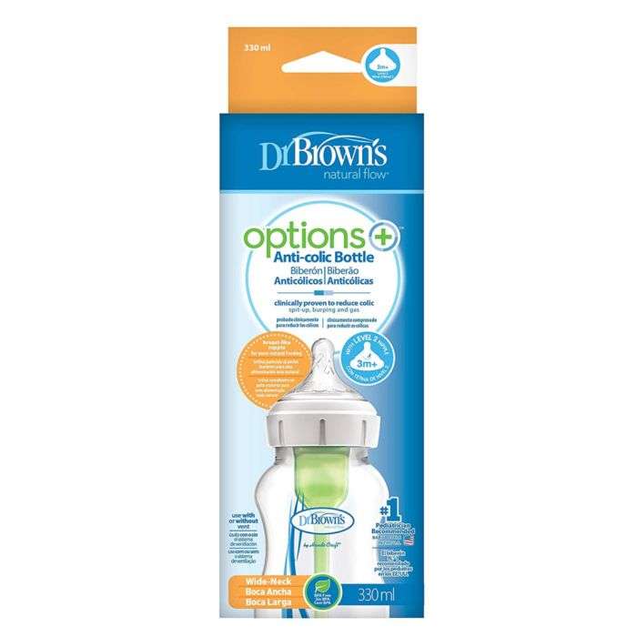 DR BROWN'S BIBERON OPTIONS+ + ANTI COLIC COL LARGE 330ML TETINE 3 MOIS+