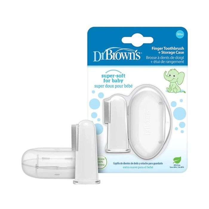 DR BROWNS BROSSE A DENTS EN SILICONE AVEC ETUI POUSSE DENTAIRE 3M+