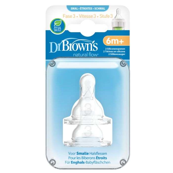 DR BROWNS TETINE COLE ETROIT NIVEAU 3 6MOIS+ PACK DE 2