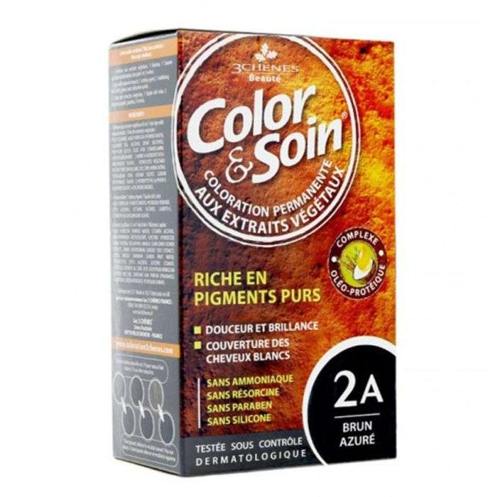 3 CHENES COLOR ET SOIN COLORATION PERMANENTE 2A BRUN AZURE 135 ML