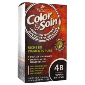3 CHENES COLOR ET SOIN COLORATION PERMANENTE 4B CHATAIN BROWNIE 135 ML