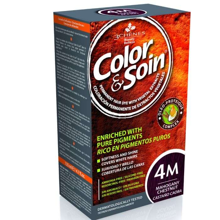 3 CHENES COLOR ET SOIN COLORATION PERMANENTE 4M CHATAIN ACAJOU 135 ML