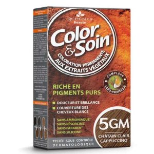 3 CHENES COLOR ET SOIN COLORATION PERMANENTE 5GM CHATAIN CLAIR CAPPUCCINO 135 ML