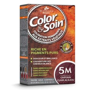 3 CHENES COLOR ET SOIN COLORATION PERMANENTE 5M CHATAIN CLAIR ACAJOU 135 ML