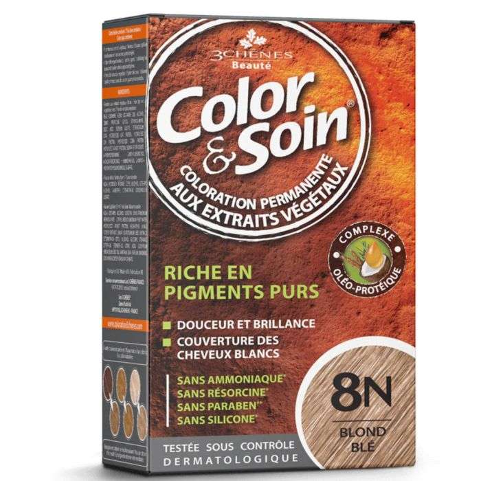3 CHENES COLOR ET SOIN COLORATION PERMANENTE 8N BLOND BLE 135 ML
