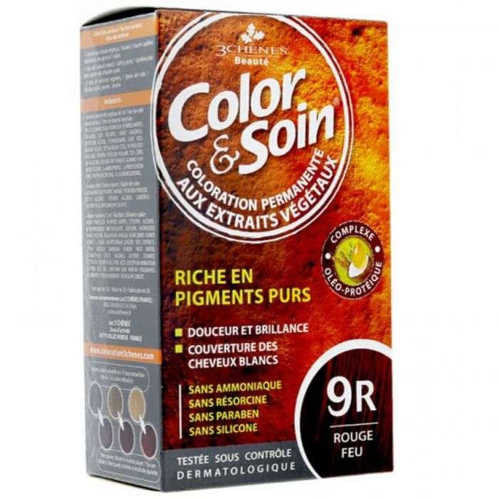 3 CHENES COLOR ET SOIN COLORATION PERMANENTE 9R ROUGE FEU 135 ML