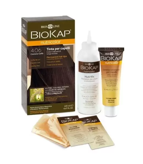 BIOKAP NUTRICOLOR NUTRICOLOR TEINTURE POUR CHEVEUX CHATAIN CAFÉ 4, 06