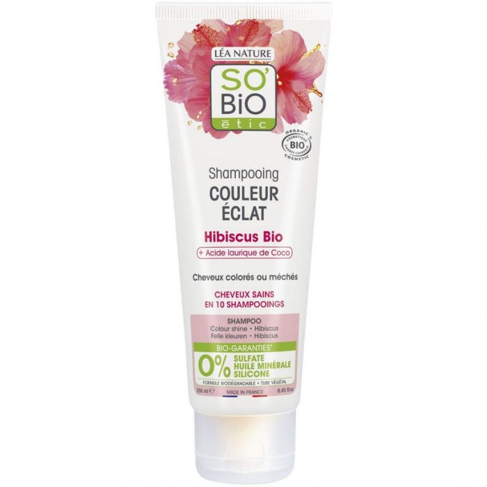 SO BIO SHAMPOING COULEUR ECLAT HIBISCUS BIO + ACIDE LAURIQUE DE COCO 250ml