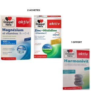 DOPPELHERZ ZINC 30 COMPRIMES+MAGNESIUM 30 COMPRIMES ACHETE + HARMONIVIT 30 COMPRIMES OFFERT