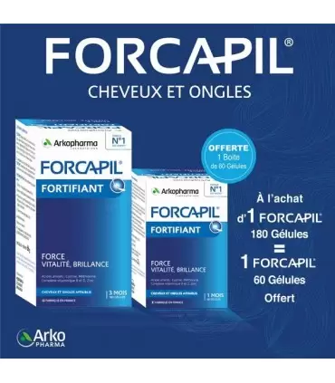 FORCAPIL PACK 180 GÉLULES + 1 BOITE DE 60 GÉLULES