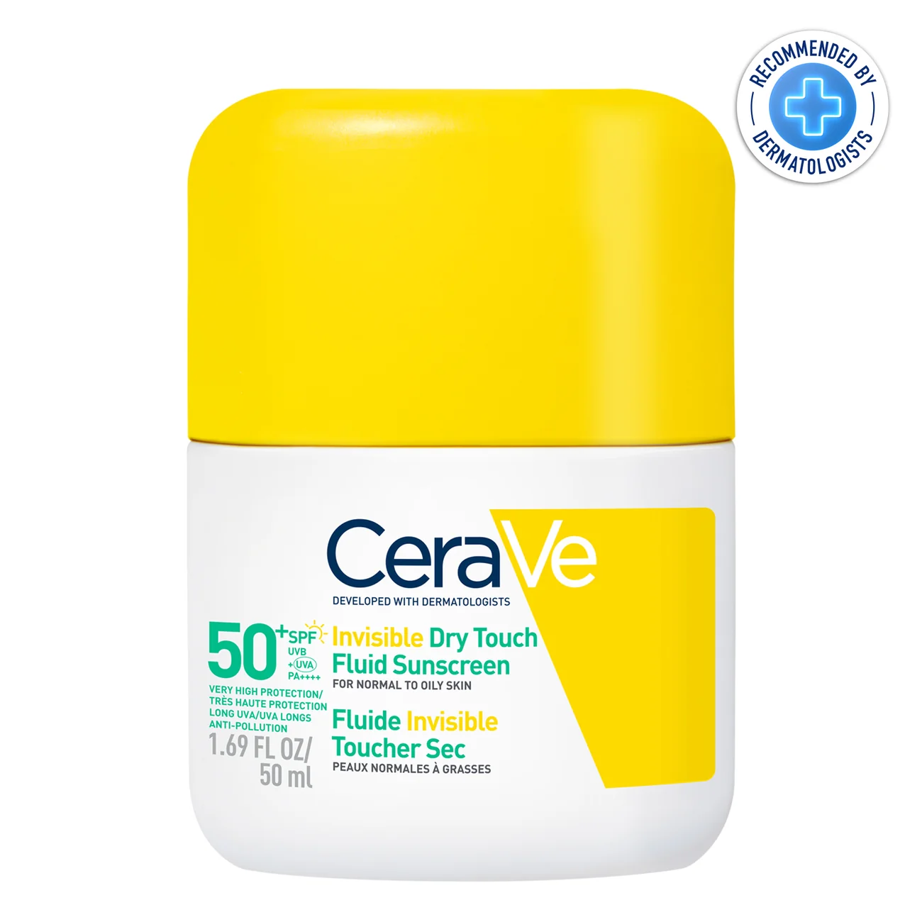 Cerave Fluide Invisible Toucher Sec SPF50+ | Peau Normale à grasses | Tendance acnéique | 50ml